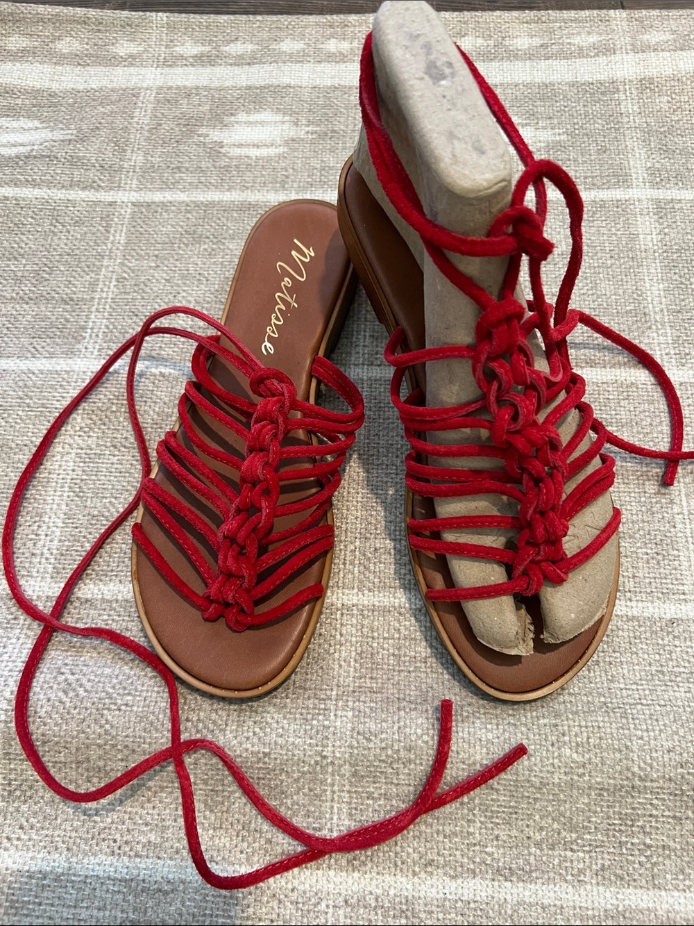 Matisse Red Braided Lace-Up Gladiator Sandals
